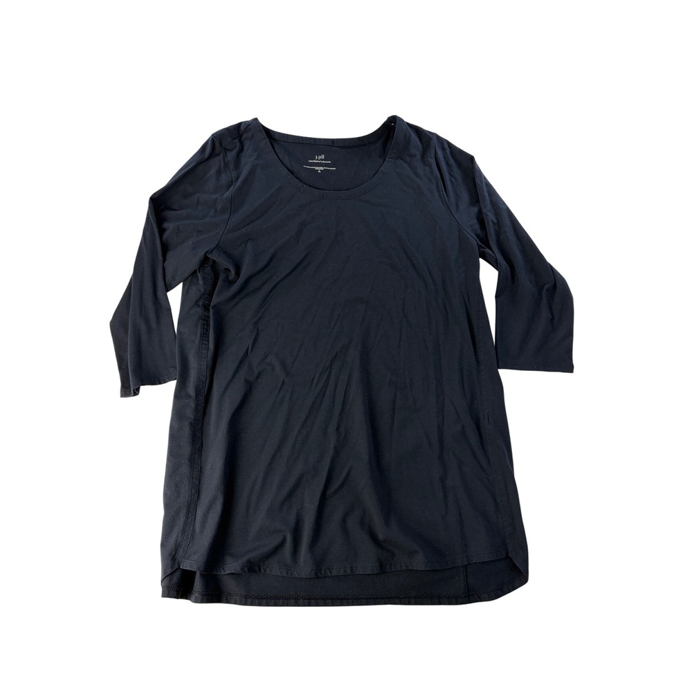 J. Jill Tunic Womens Large Tall Luxe Supima A-Line 3/4 Sleeve Black Shirt Jersey